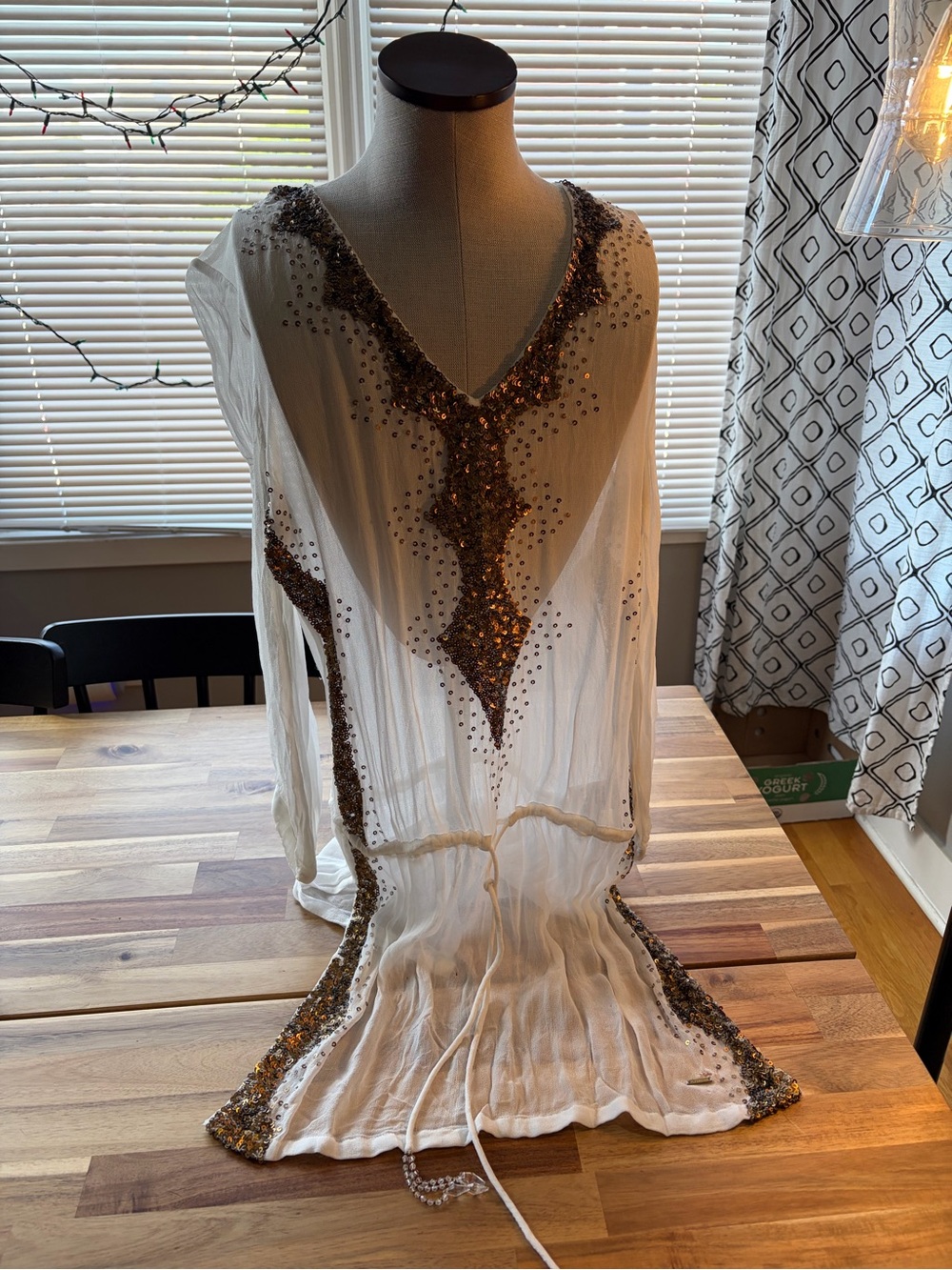 Gauzy Tunic - White with Gold Sequins | SuperStar Brand Size EU 36
